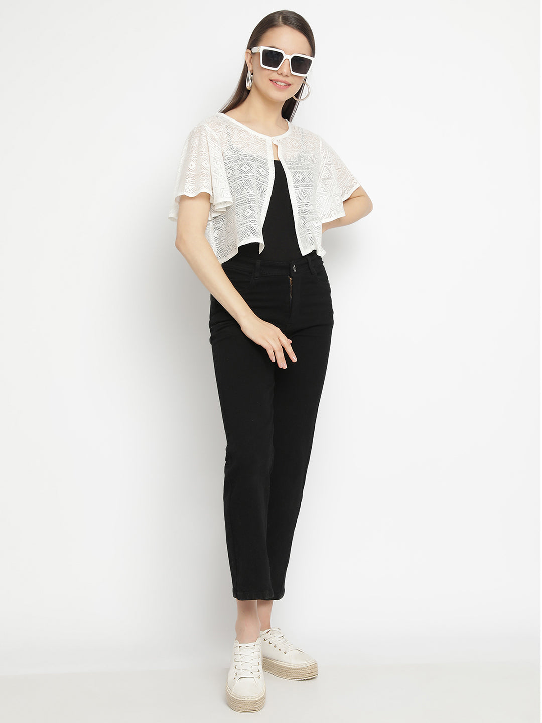 White Casual Layer Shrug